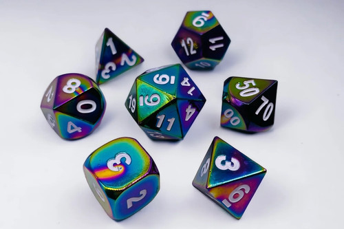 Dice iridescent metal rainbow - dice,