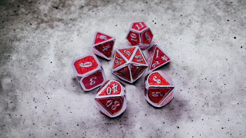 Dice shimmering red and - dice,