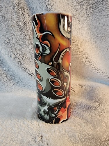 Orange hot rod skull - rod, dice