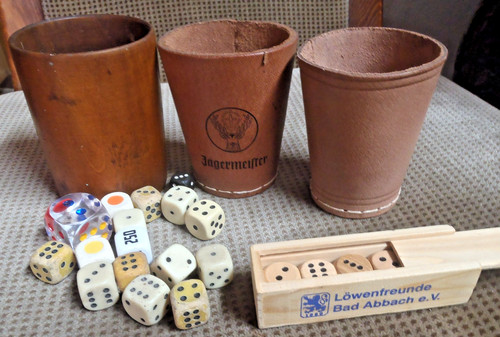 Dice cups leather and wood - dice,